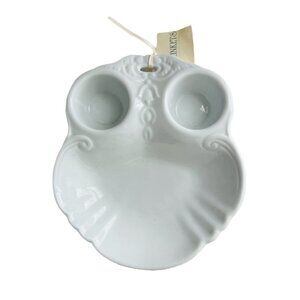 White Ceramic Berry Server With Cream & Sugar Bowls